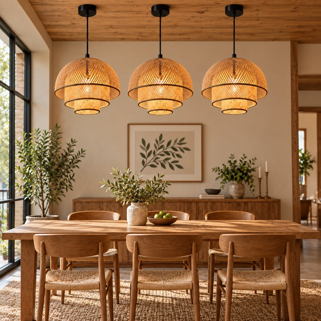 ID Studio Nepal Handcrafted Rattan Pendant Light for Cafés, Dining Areas & Living Spaces 3