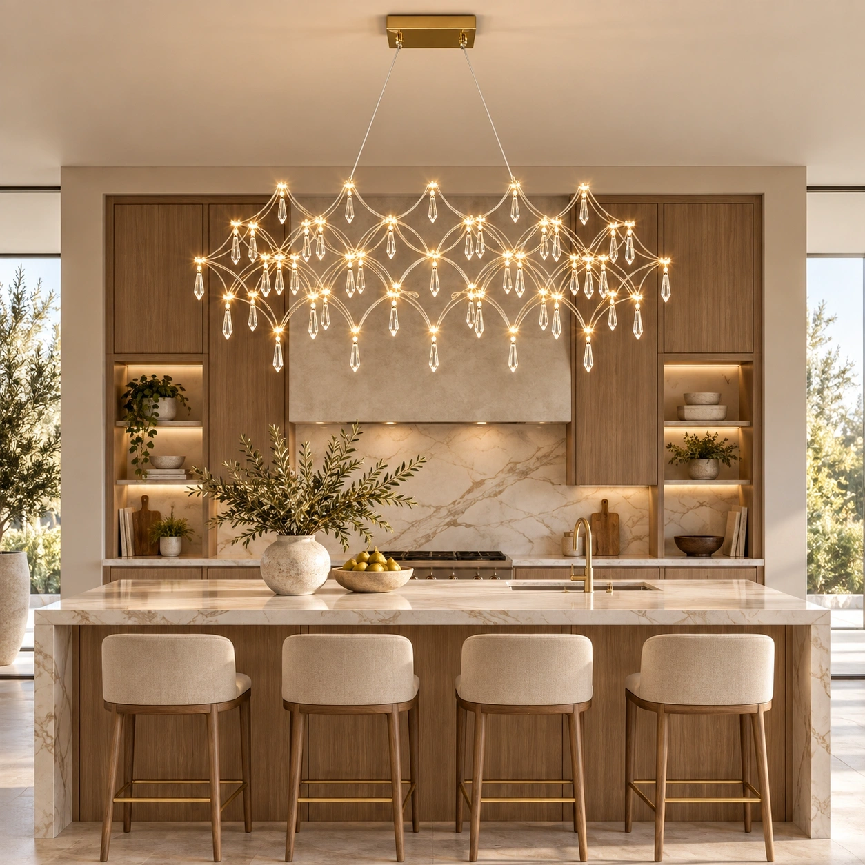 ID Studio Nepal Luxury Crystal Linear Chandelier for Dining Table, Living Room & Hotel Lobby 1