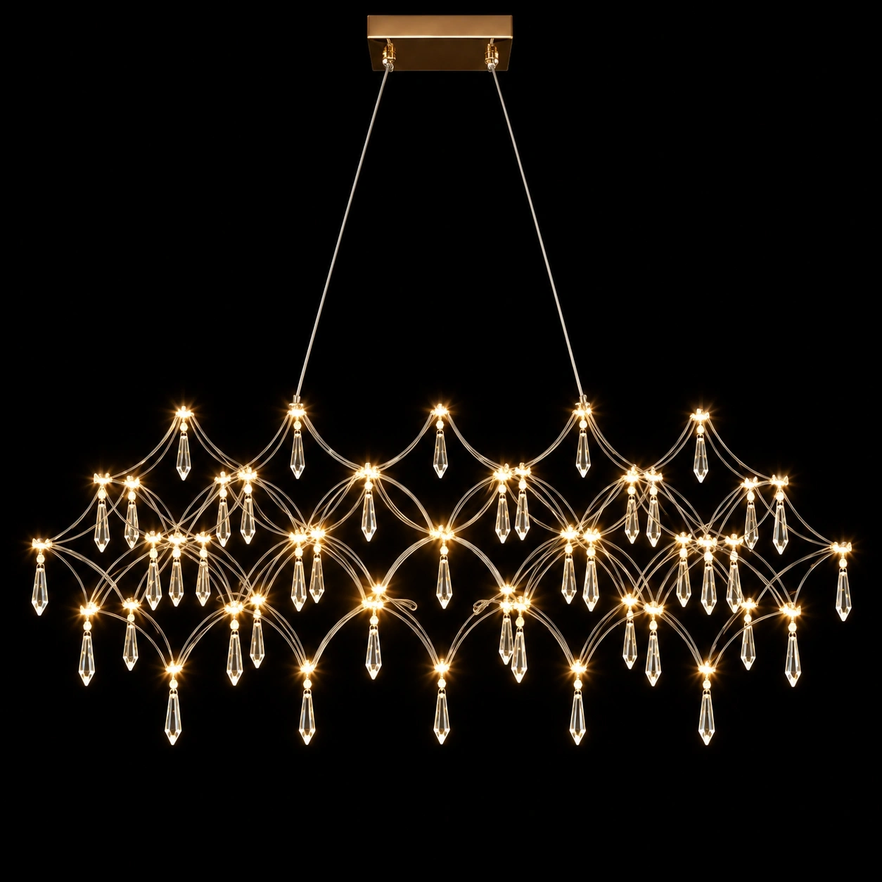 ID Studio Nepal Luxury Crystal Linear Chandelier for Dining Table, Living Room & Hotel Lobby 3