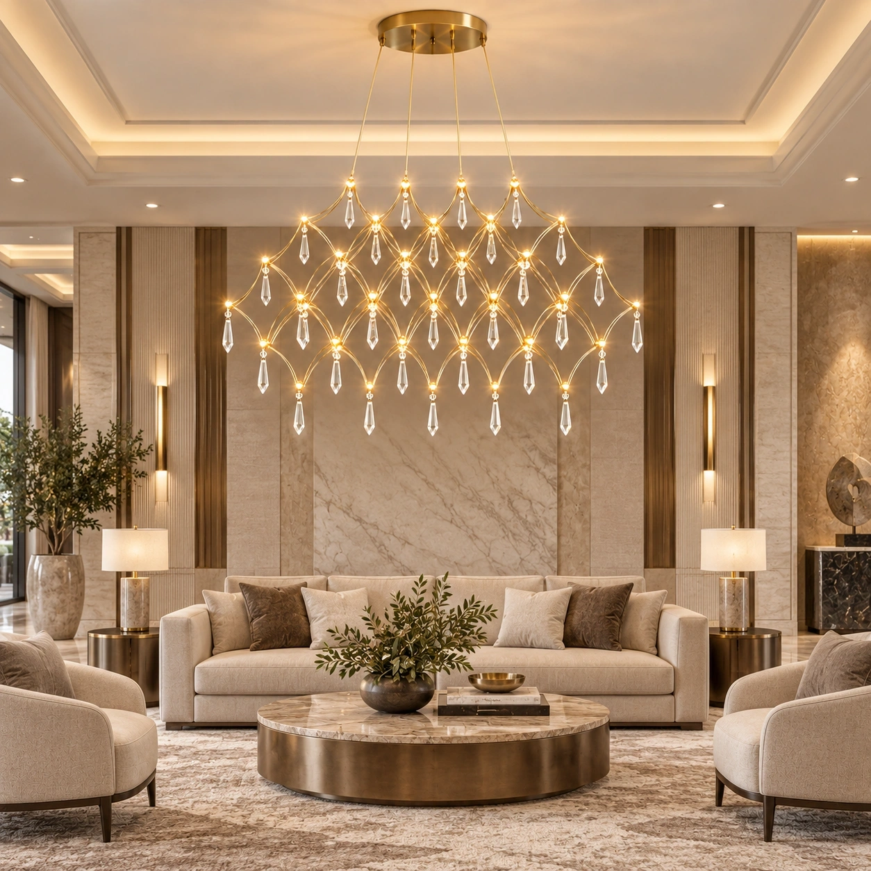 ID Studio Nepal Elegant Crystal Branch Chandelier for Living Room, Dining Area, Lobby & Hotel Interiors 2