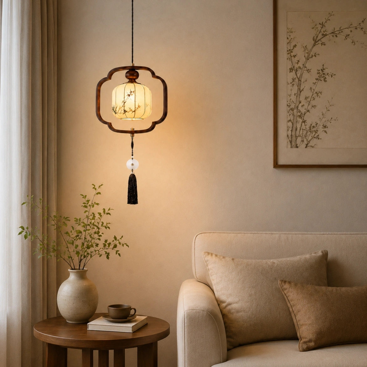ID Studio Nepal Japanese-Style Decorative Pendant Light for Living Room, Dining Area, Bedroom, Foyer and Café 2