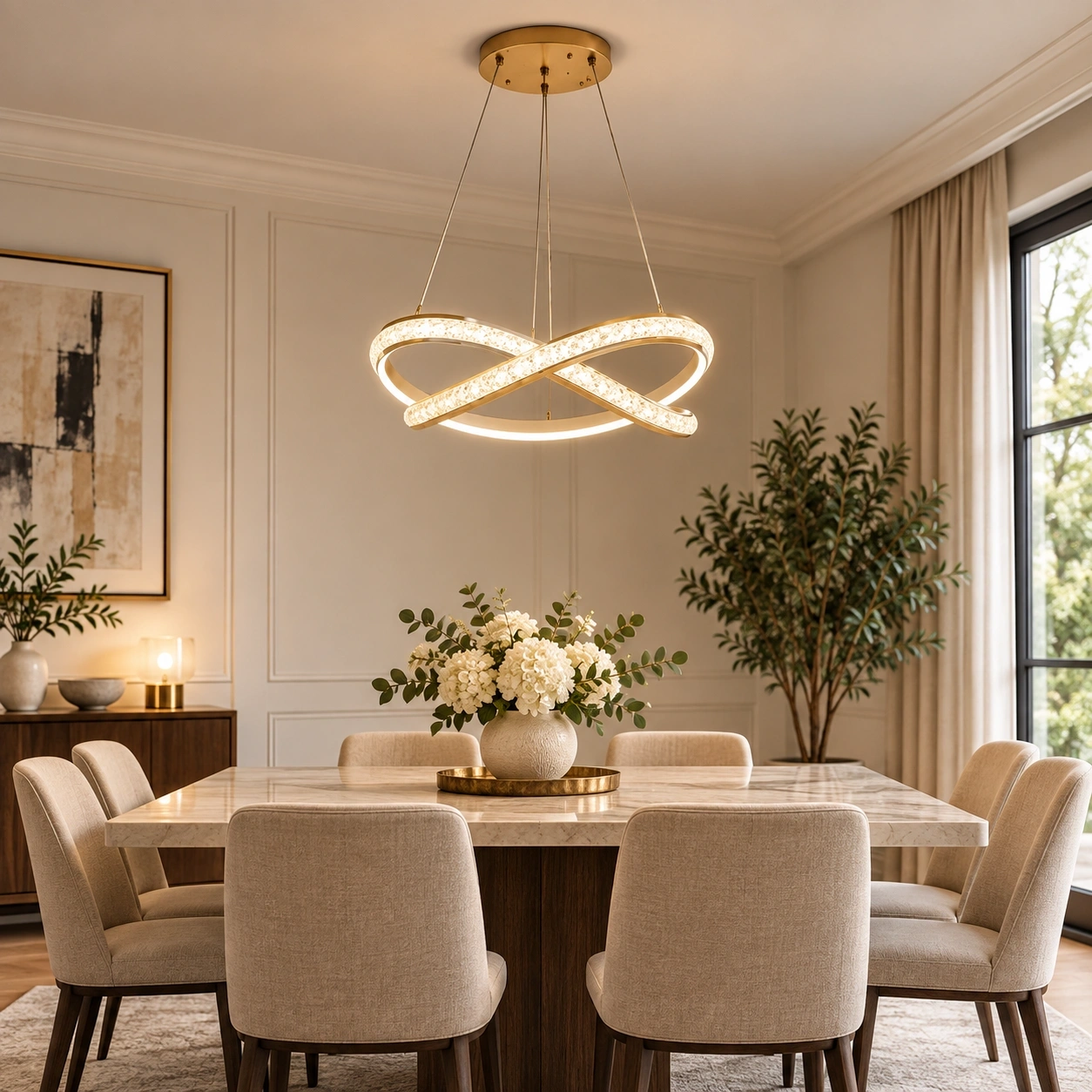 ID Studio Nepal Modern Infinity LED Chandelier for Living Room, Dining Area & Bedroom 1