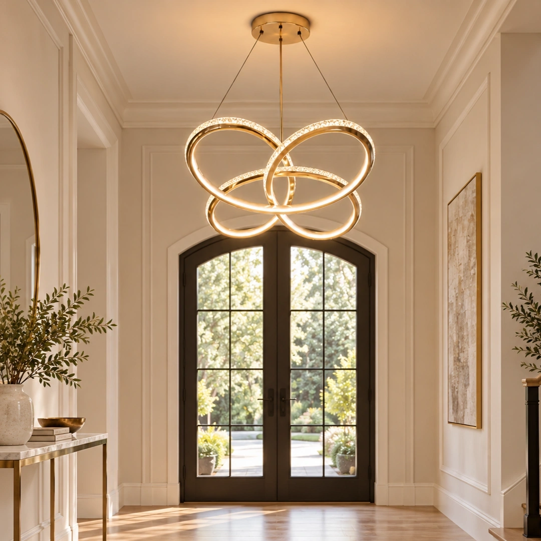 ID Studio Nepal Modern Shiny Gold LED Chandelier for Living Room, Dining Area & Bedroom 2