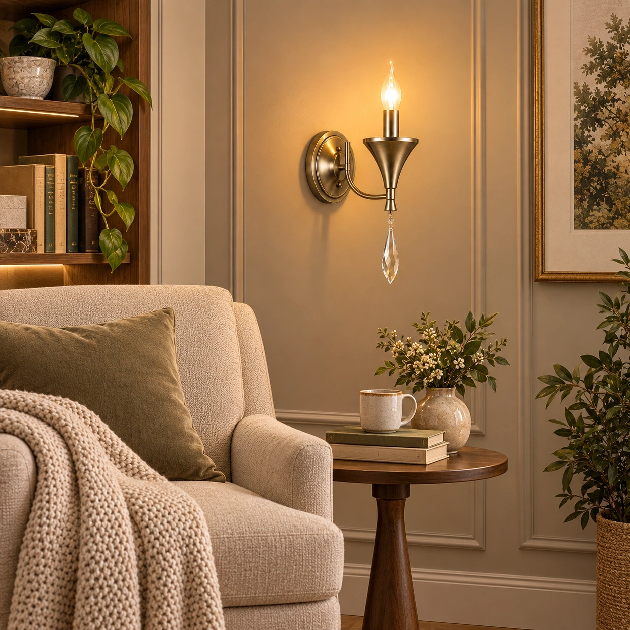 ID Studio Nepal Matt Bronze Crystal Drop Wall Light for Bedrooms, Living Rooms & Hallways 2