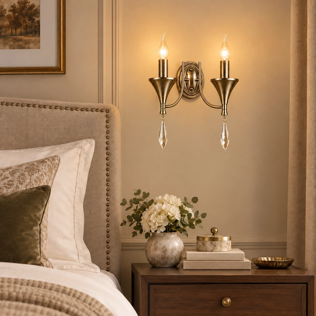 ID Studio Nepal Matt Bronze Crystal Drop Wall Light for Bedrooms, Living Rooms & Hallways 3