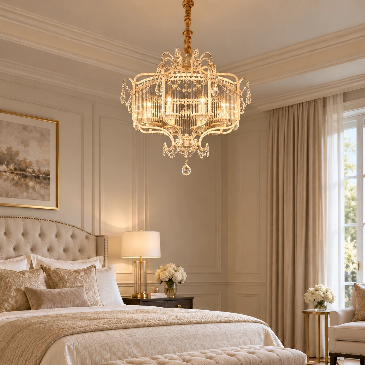 ID Studio Nepal Antique Cream Crystal Chandelier for Dining Room, Living Room & Luxury Hall 1
