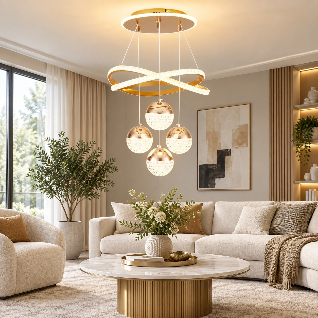 ID Studio Nepal Luxury Crystal Pendant Light for Living Room, Dining Area & Lobby 3