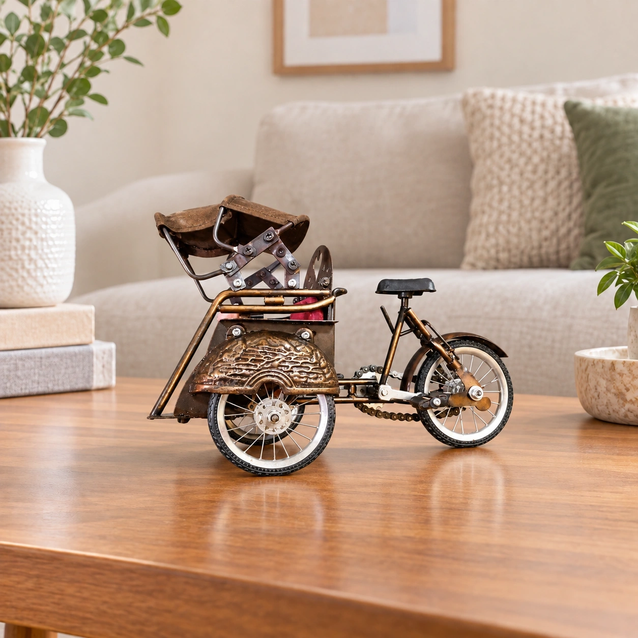 ID Studio Nepal Vintage Metal Rickshaw Décor for Living Room, Office Table & Display Shelf 2