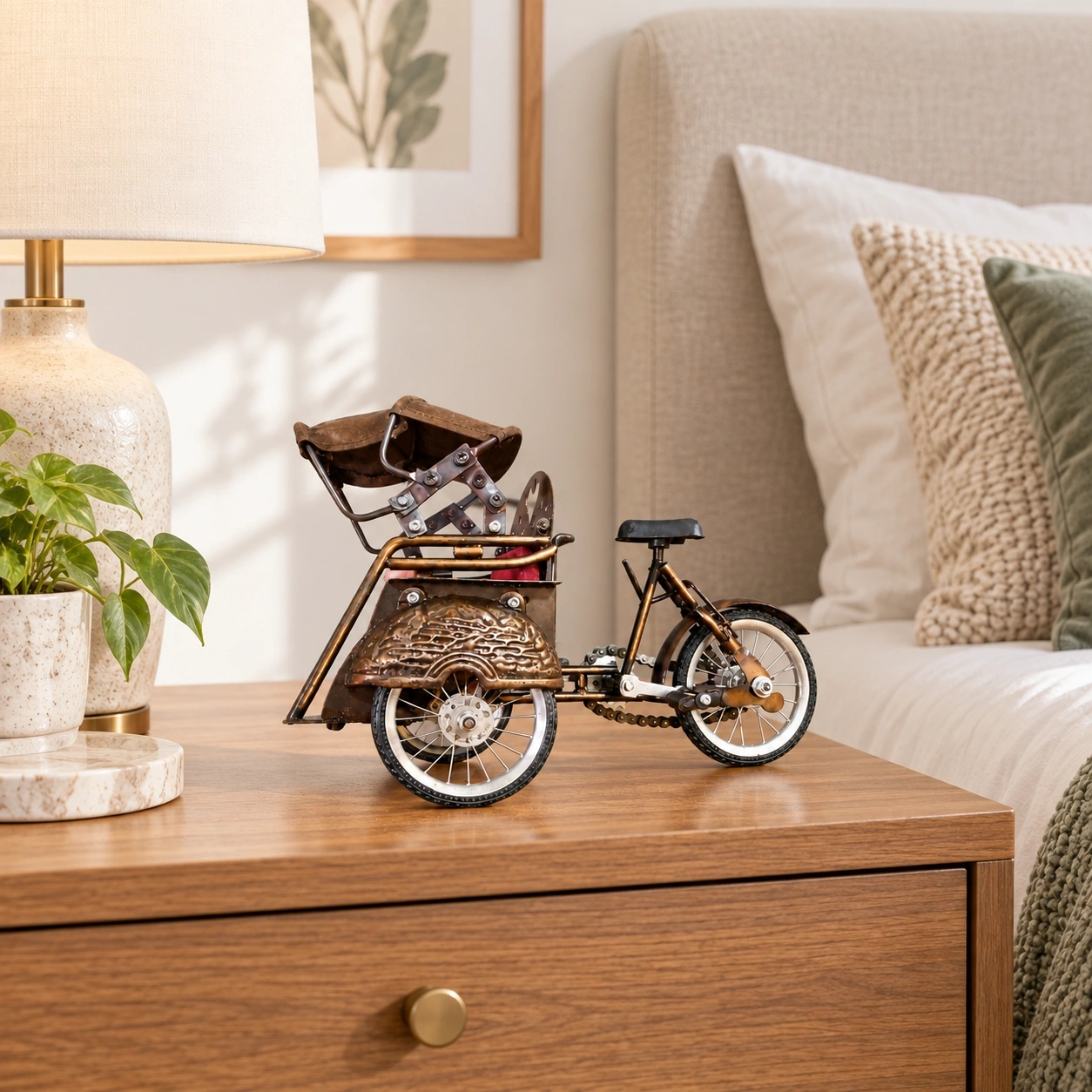 ID Studio Nepal Vintage Metal Rickshaw Décor for Living Room, Office Table & Display Shelf 1