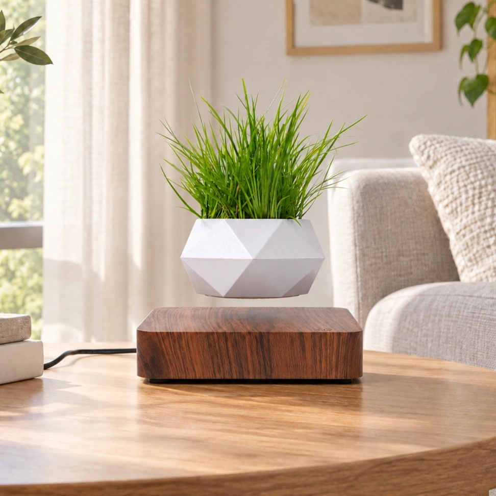 ID Studio Nepal Magnetic Levitating Plant Pot for Home, Office Desk and Table Décor 2