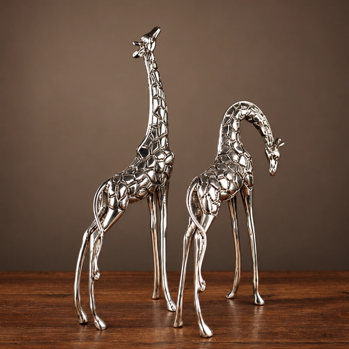 ID Studio Nepal Decorative Giraffe Sculpture Set for Living Room, Office, Hotel Lobby & Table Décor 1