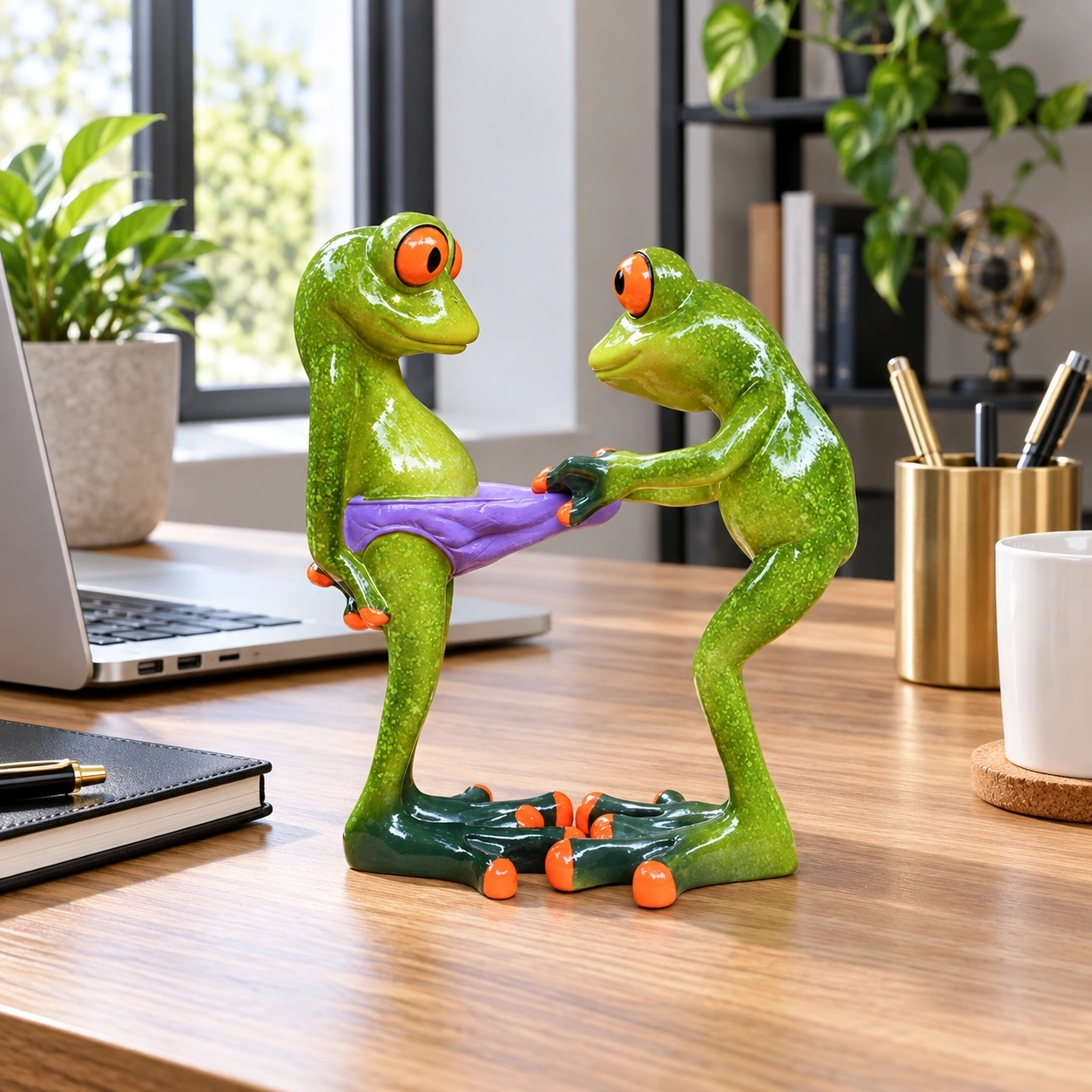 ID Studio Nepal Playful Frog Couple Decorative Figurine for Living Room, Tabletop & Garden Décor 1