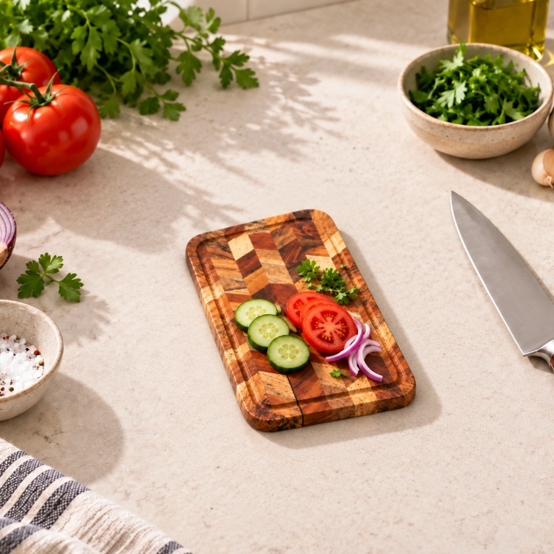ID Studio Nepal Decorative Wooden Chopping Board for Food Preparation and Serving 1
