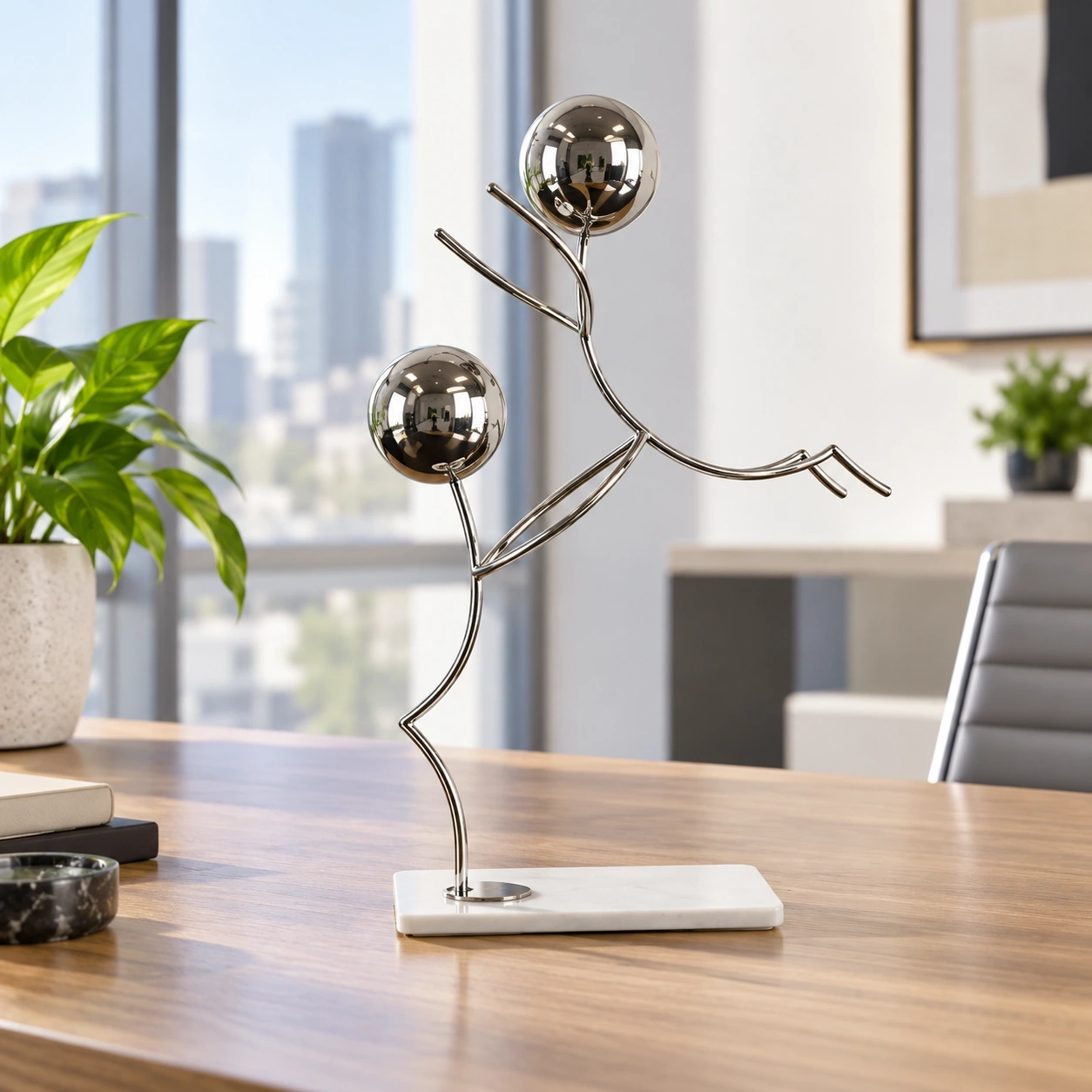 ID Studio Nepal Modern Abstract Metal Sculpture for Living Room, Office Desk & Console Table Décor 1