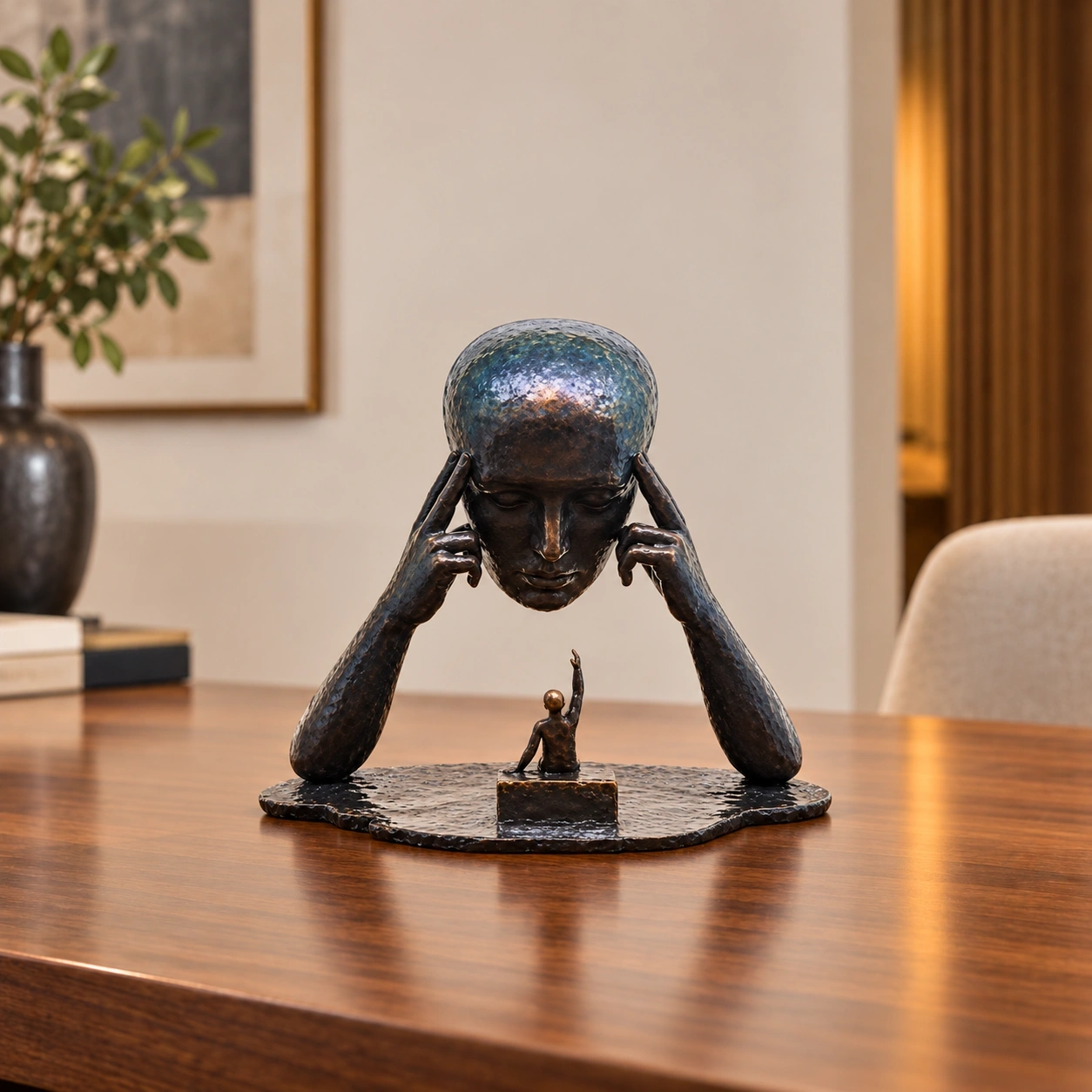 ID Studio Nepal Black Thinking Figure Sculpture for Living Room, Office and Reception Décor 1