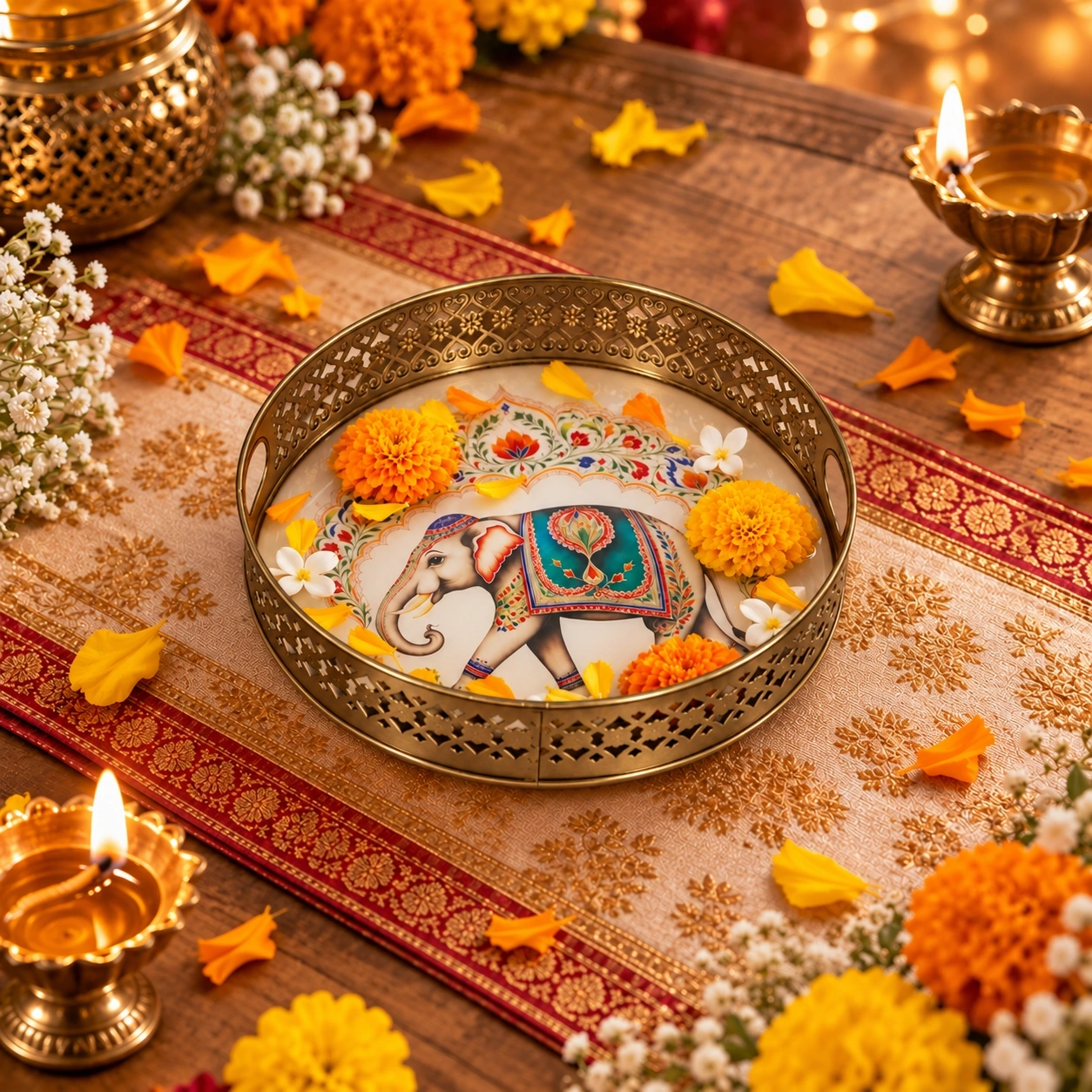 ID Studio Nepal Decorative Elephant Urli Bowl for Festive Décor and Table Centerpieces 1