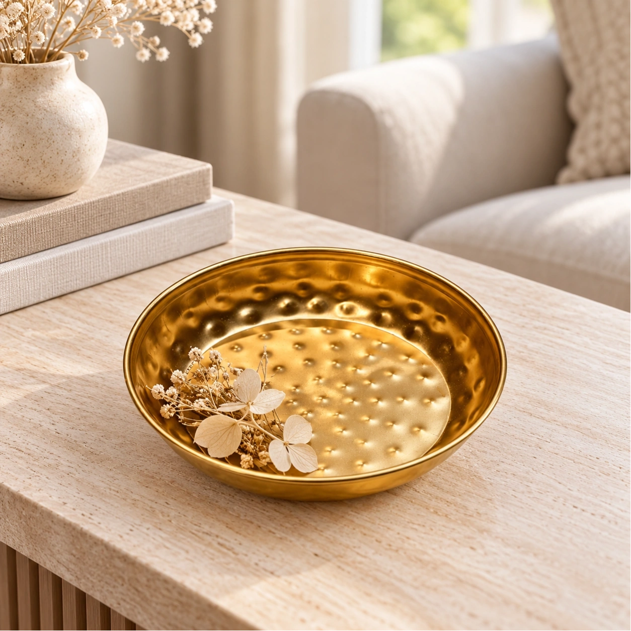 ID Studio Nepal Hammered Gold Decorative Bowl for Festive Centerpieces and Tabletop Décor 2