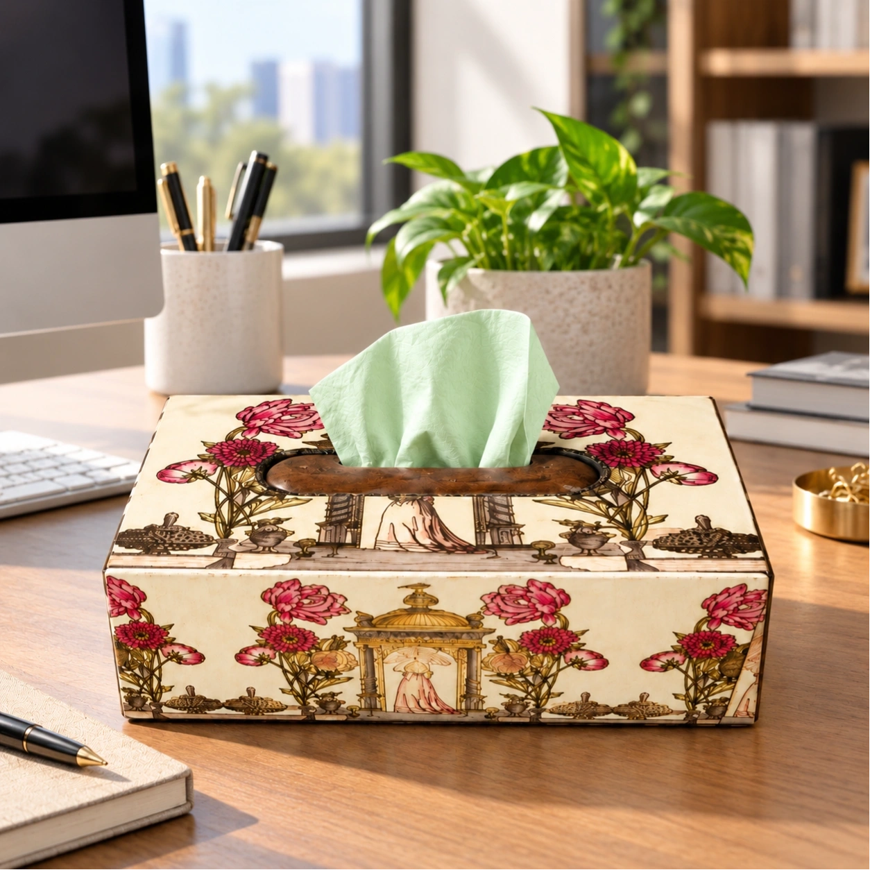 ID Studio Nepal Floral MDF Tissue Box for Living Rooms, Bedrooms and Dining Tables 2