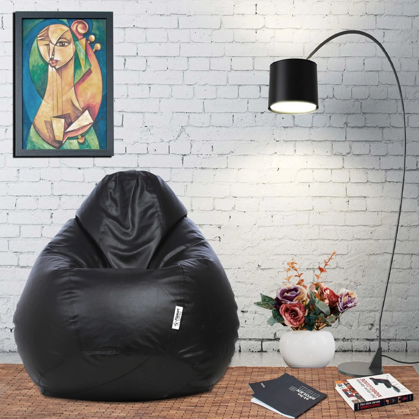 ID Studio Nepal Black Bean Bag Chair for Living Room, Bedroom & Reading Corner 1