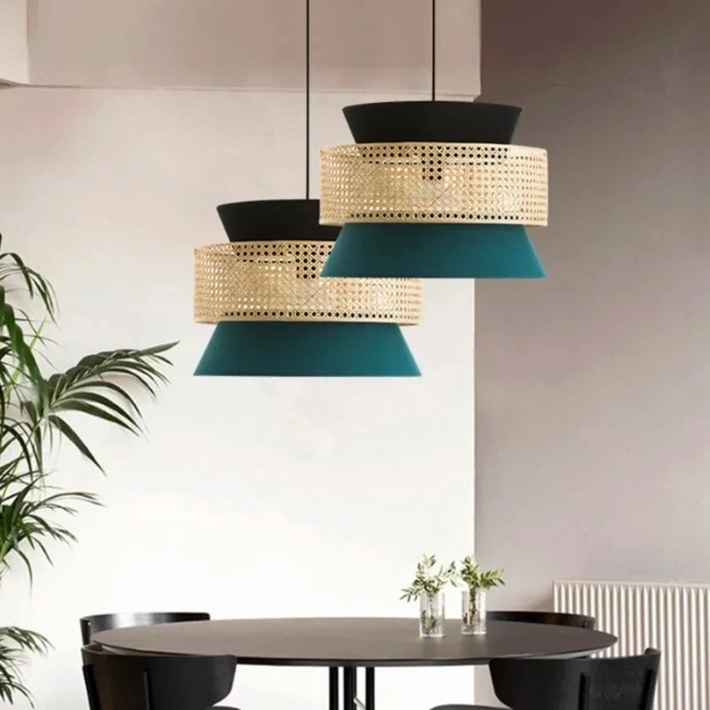 ID Studio Nepal Modern Metal & Cane Pendant Light for Dining Room, Café & Kitchen Island 2