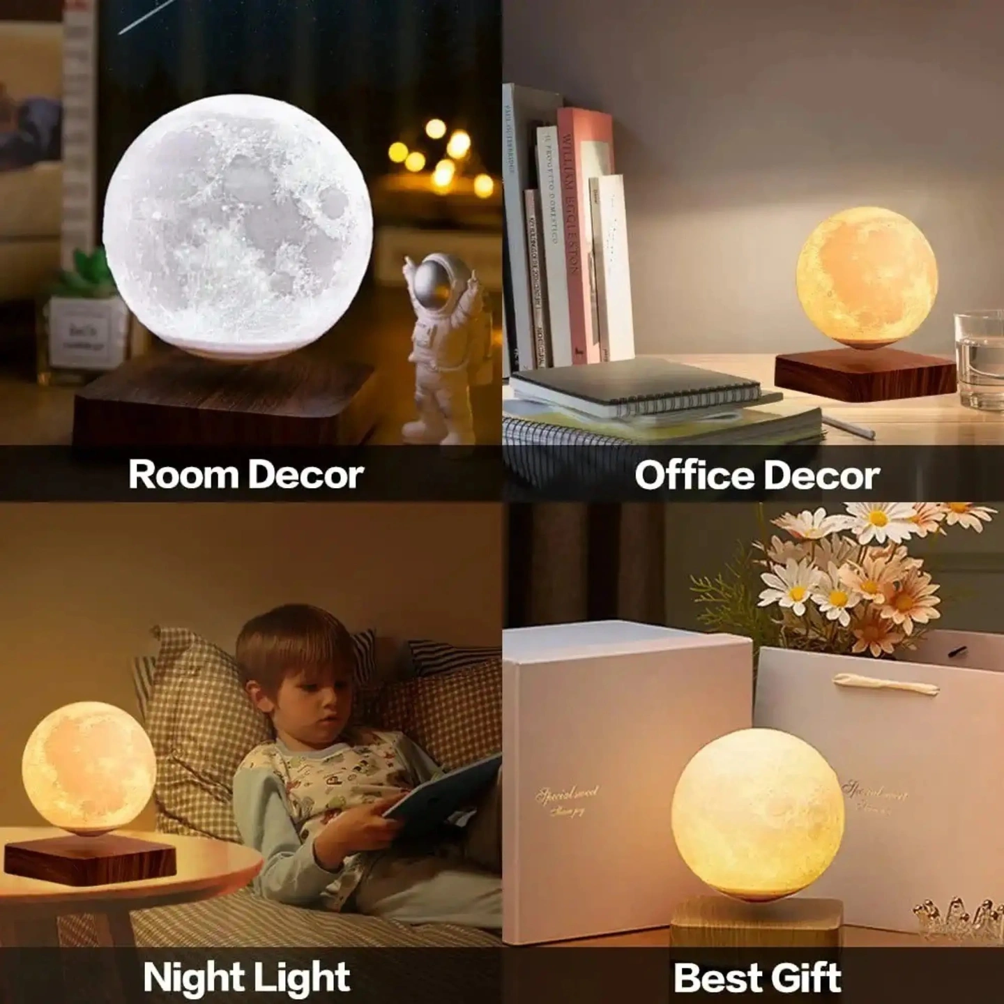 ID Studio Nepal Magnetic Levitating Moon Lamp for Bedroom, Living Room & Office Décor 3