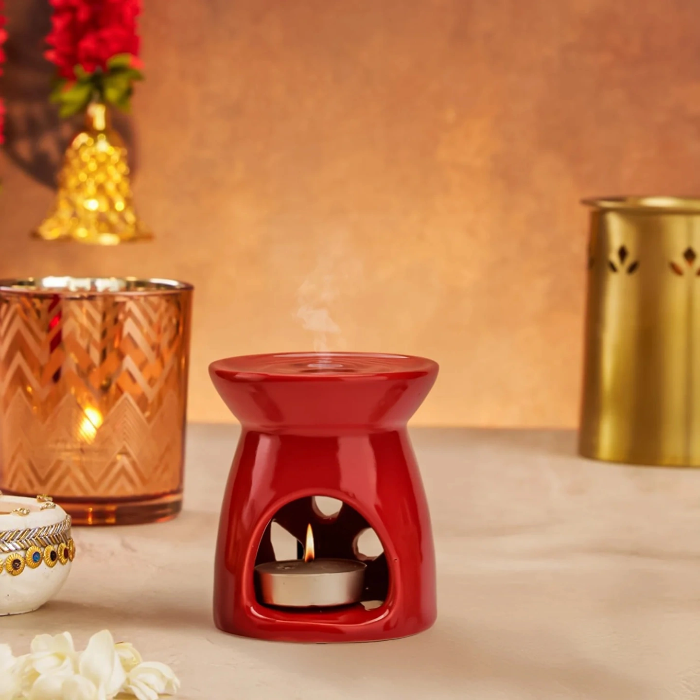 ID Studio Nepal Glossy Ceramic Candle Diffuser for Aromatherapy and Home Décor 1