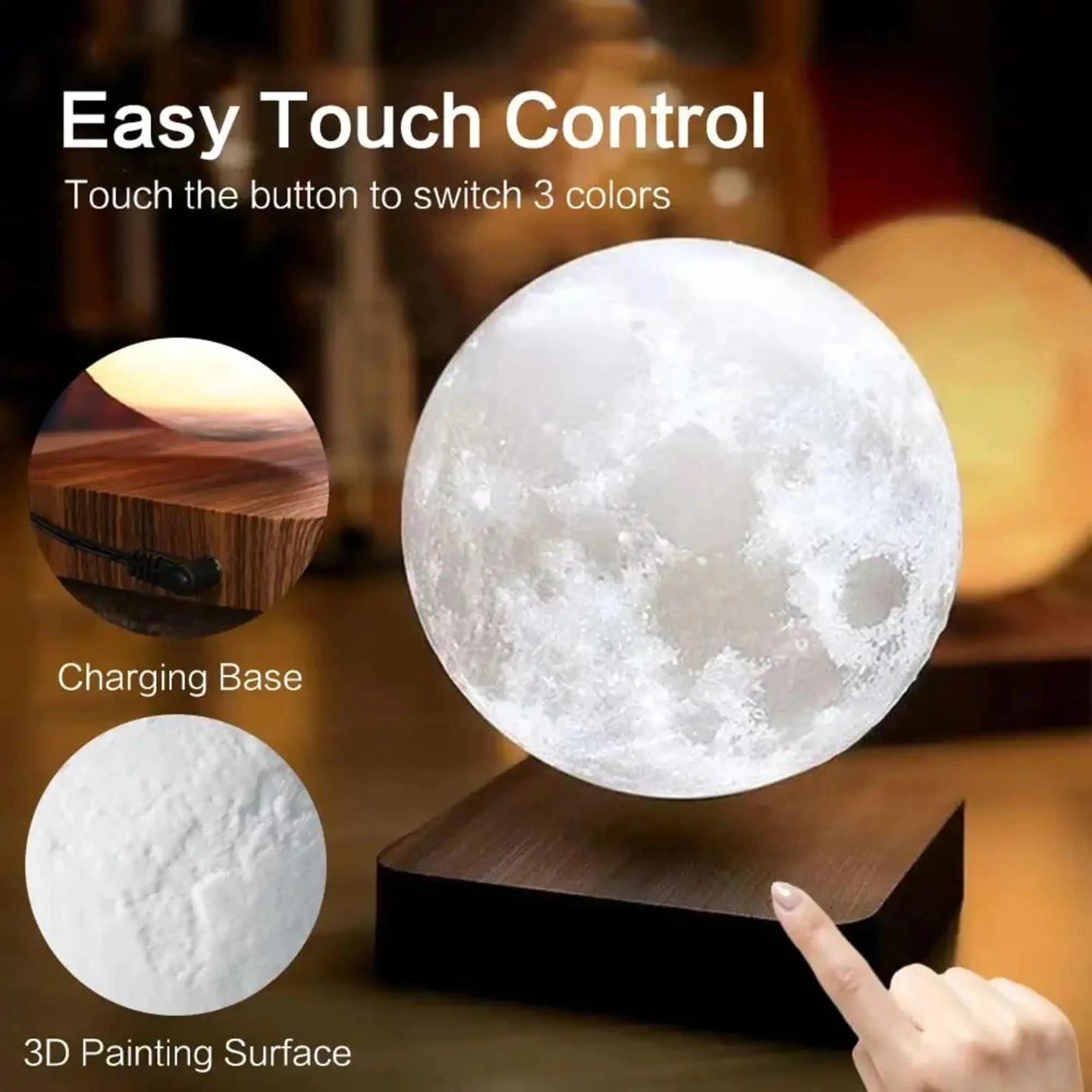 ID Studio Nepal Magnetic Levitating Moon Lamp for Bedroom, Living Room & Office Décor 2