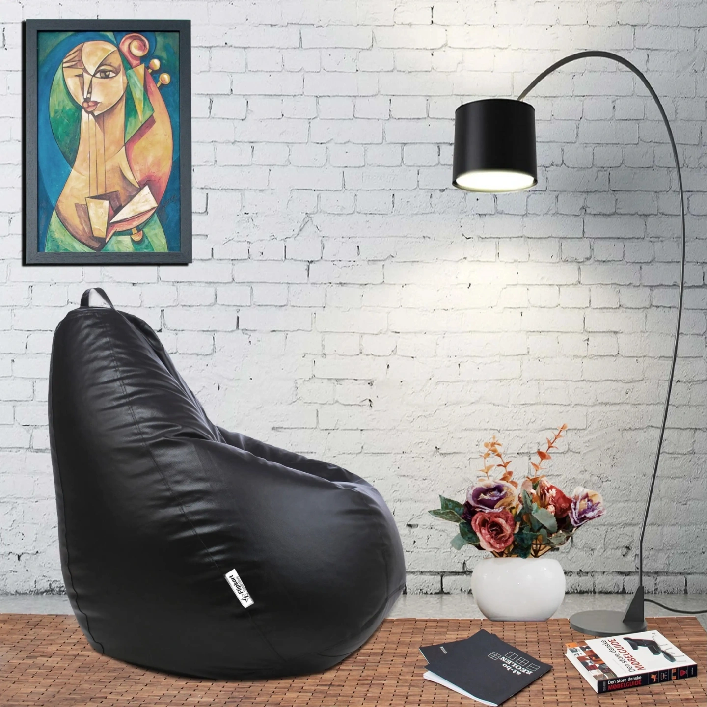 ID Studio Nepal Black Bean Bag Chair for Living Room, Bedroom & Reading Corner 2
