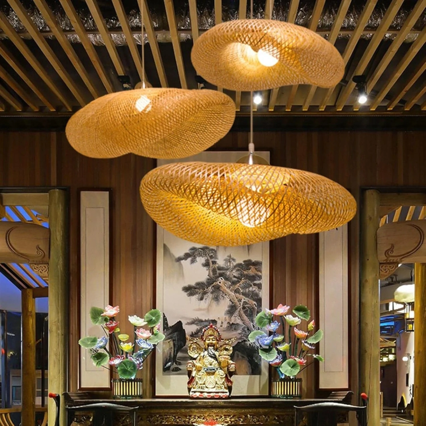 ID Studio Nepal Handwoven Rattan Pendant Light for Cafés, Restaurants, Dining Areas & Kitchen Islands 5
