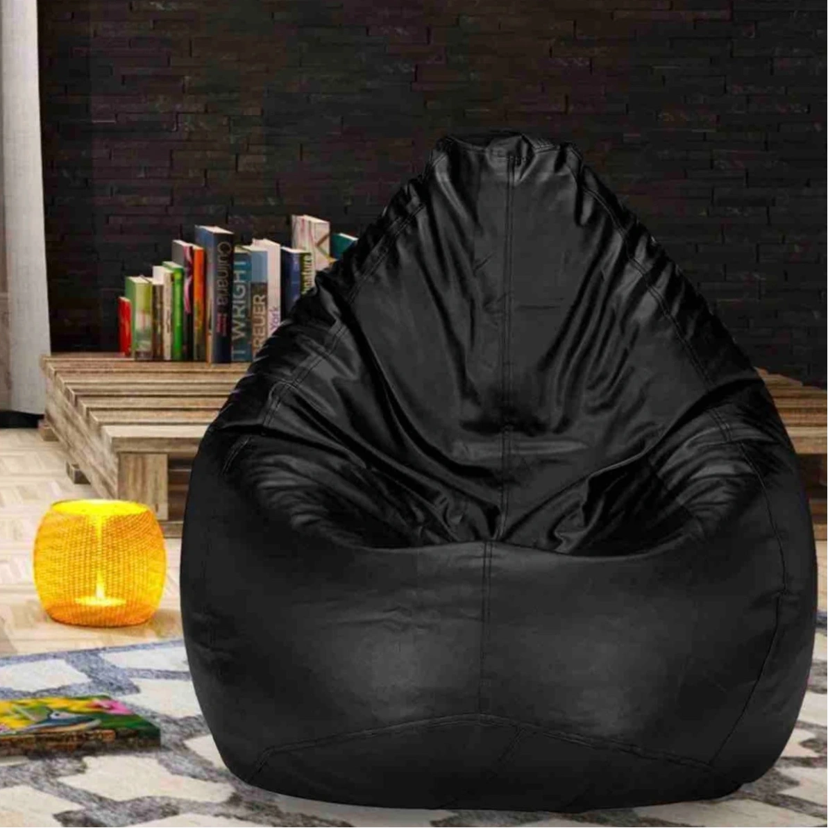 ID Studio Nepal Black Bean Bag Chair for Living Room, Bedroom & Reading Corner 3
