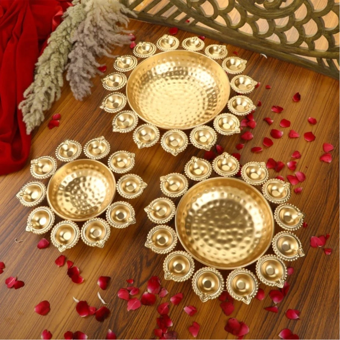 ID Studio Nepal Decorative Diya Urli Set of 3 for Puja and Festive Décor 3