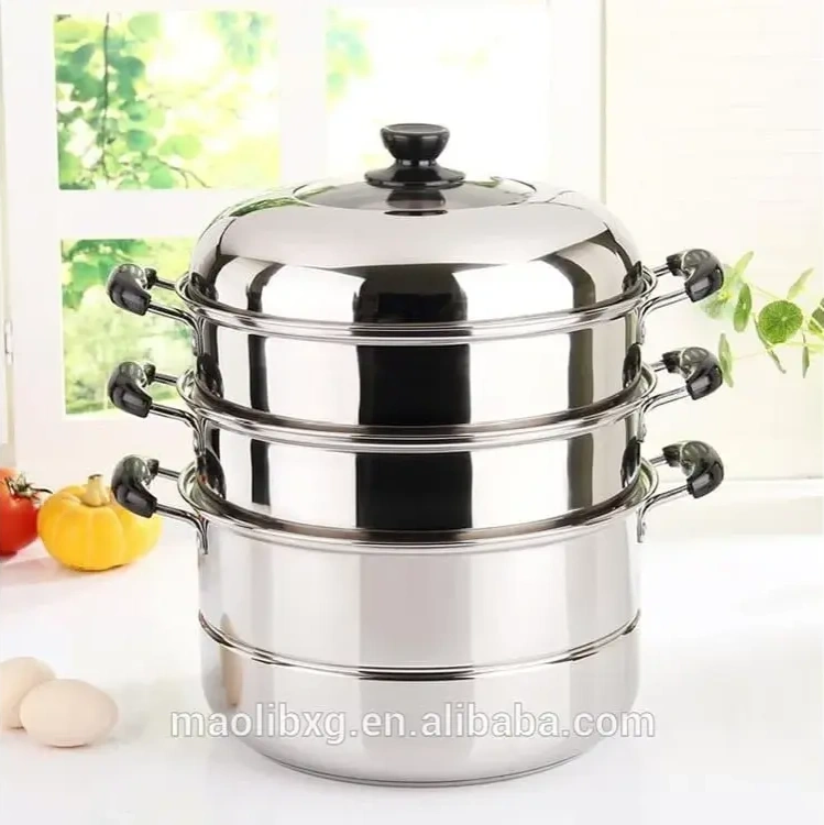 Tulip | Stainless Steel Steamer/ MoMo pot 3 Layer with Glass Lid - 28cm 1