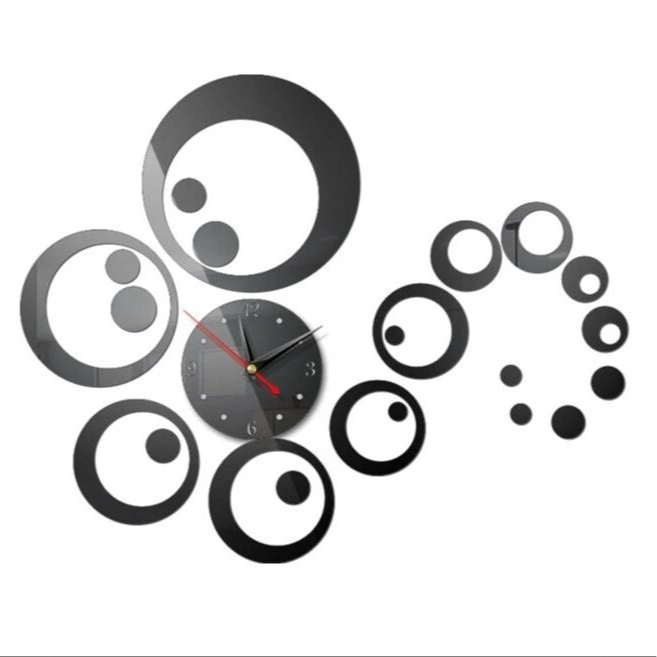 DIY Mirror Frameless Wall Clock - BLACK 2