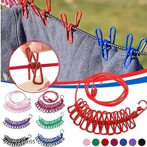 Multi Functional Cloth Drying Rope With 12 Clip 1