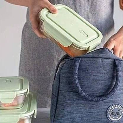 Rectangle Glass Food Storage Containers with Airtight Lid Set of 3 (410ml/680ml/1040ml) 2