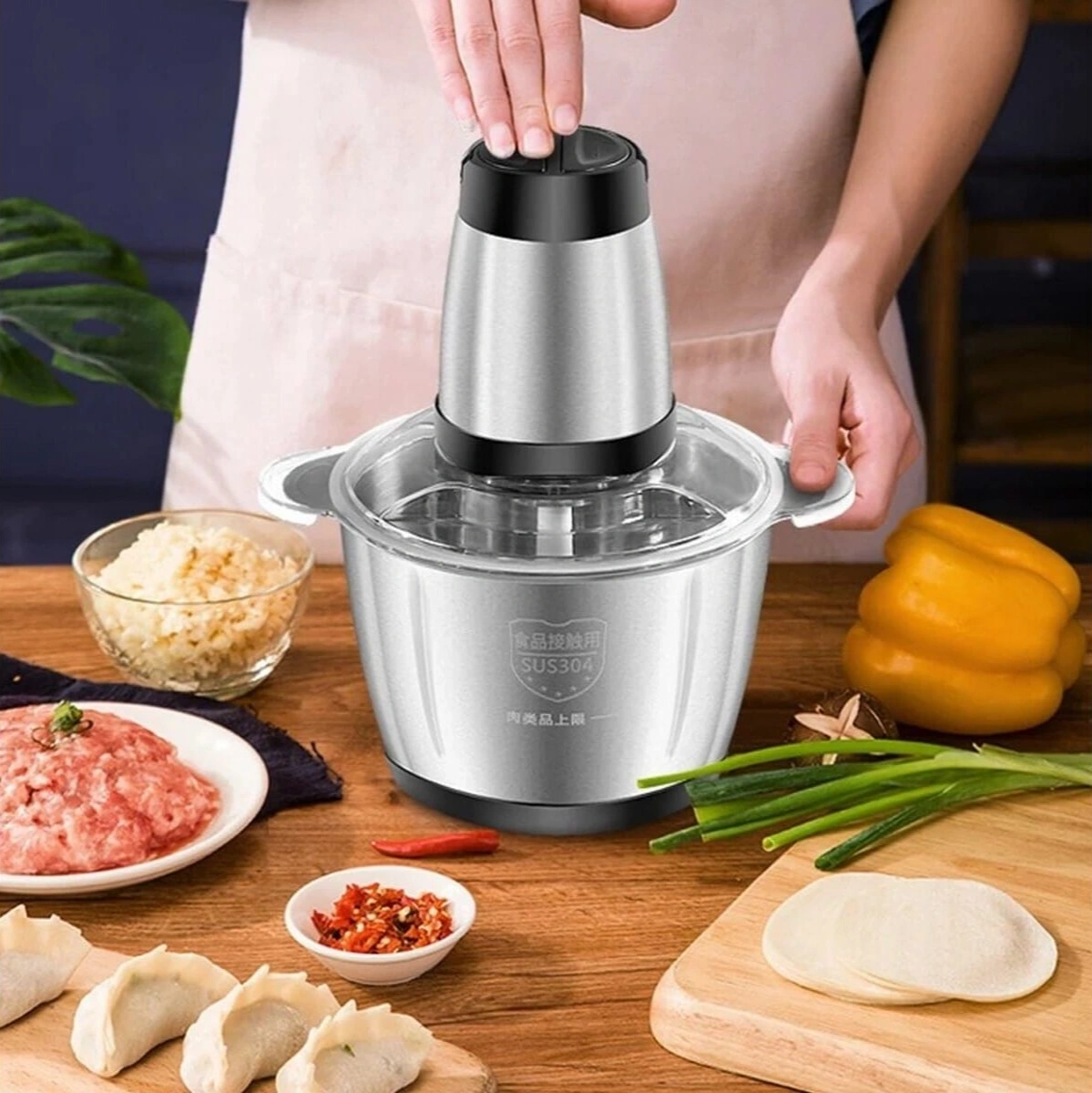 Electric Stainless Steel Pot Meat and Food Chopper - 2 Litter 2