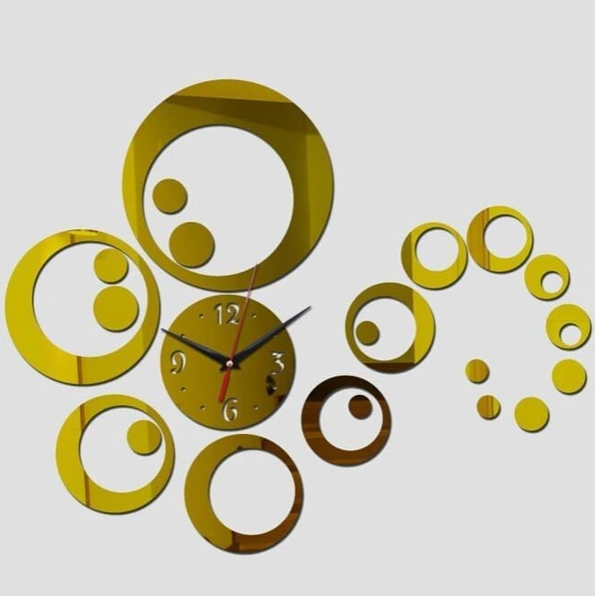 DIY Mirror Frameless Wall Clock - GOLDEN 1