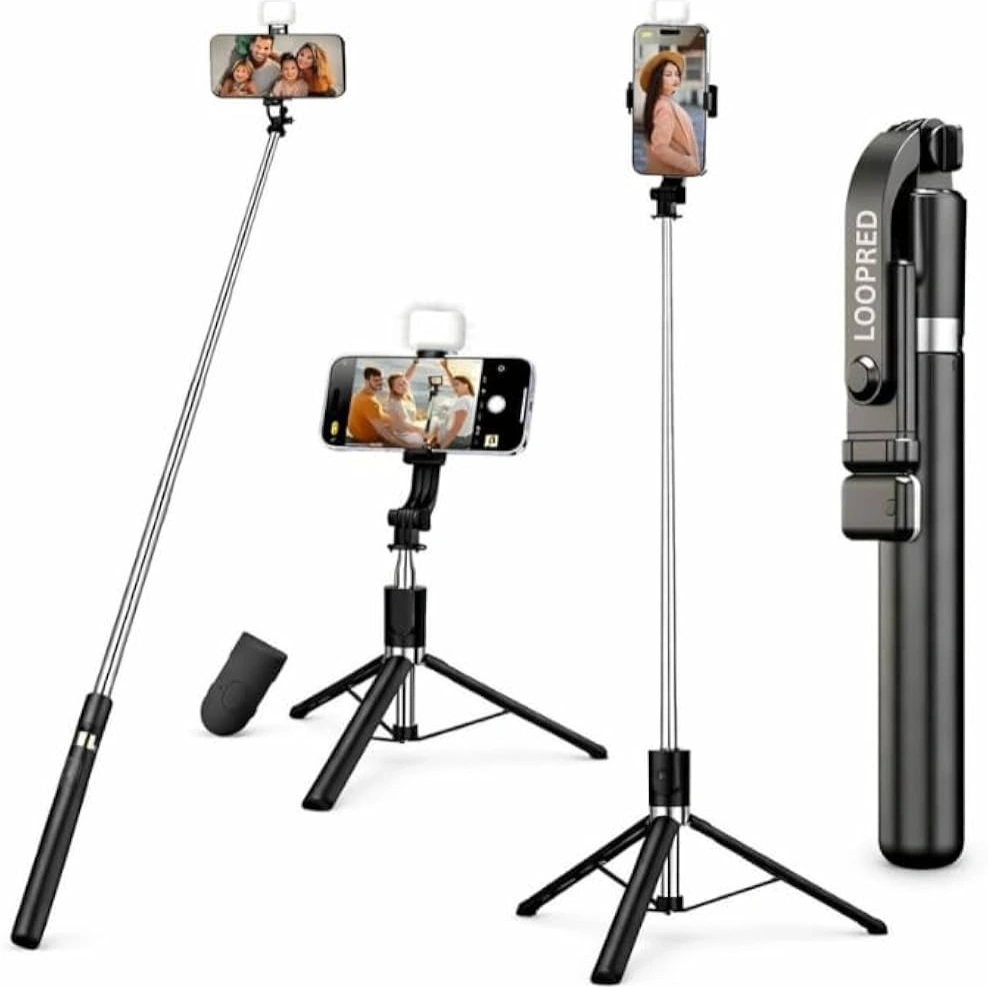 R1S-L Extended Selfie Stick Tripod with LED Light 2