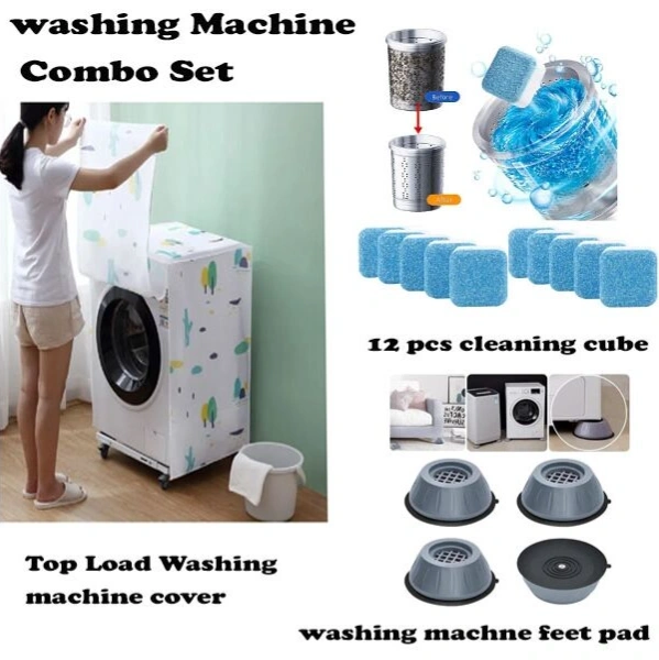 Washing Machine Combo 3 in 1 ( 1pcs Cover + 4pcs Stabilizer Stand + 12pcs Cleaning Cubes ) 1