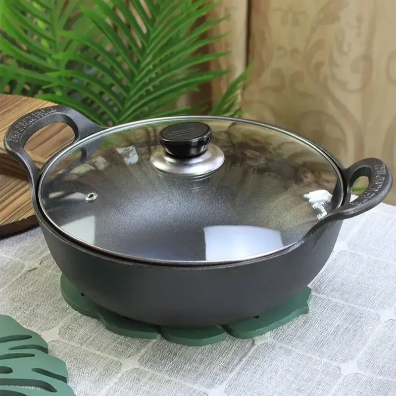 Alpha Cast Iron Kadhai with Glass Lid - 25cm 1