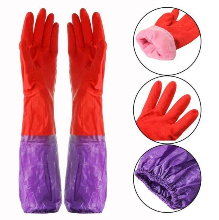 Reusable Long Dish Washing Rubber Gloves 1pair 1