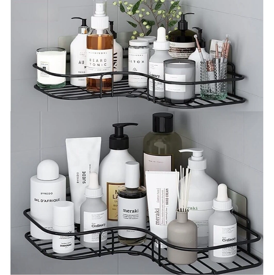 Triangular Adhesive Metal Bathroom Corner Rack 3
