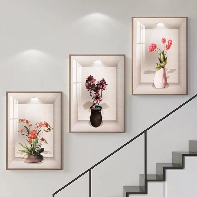 3pcs Self-Adhesive 3D Flower Pot Design Wall Stickers 1