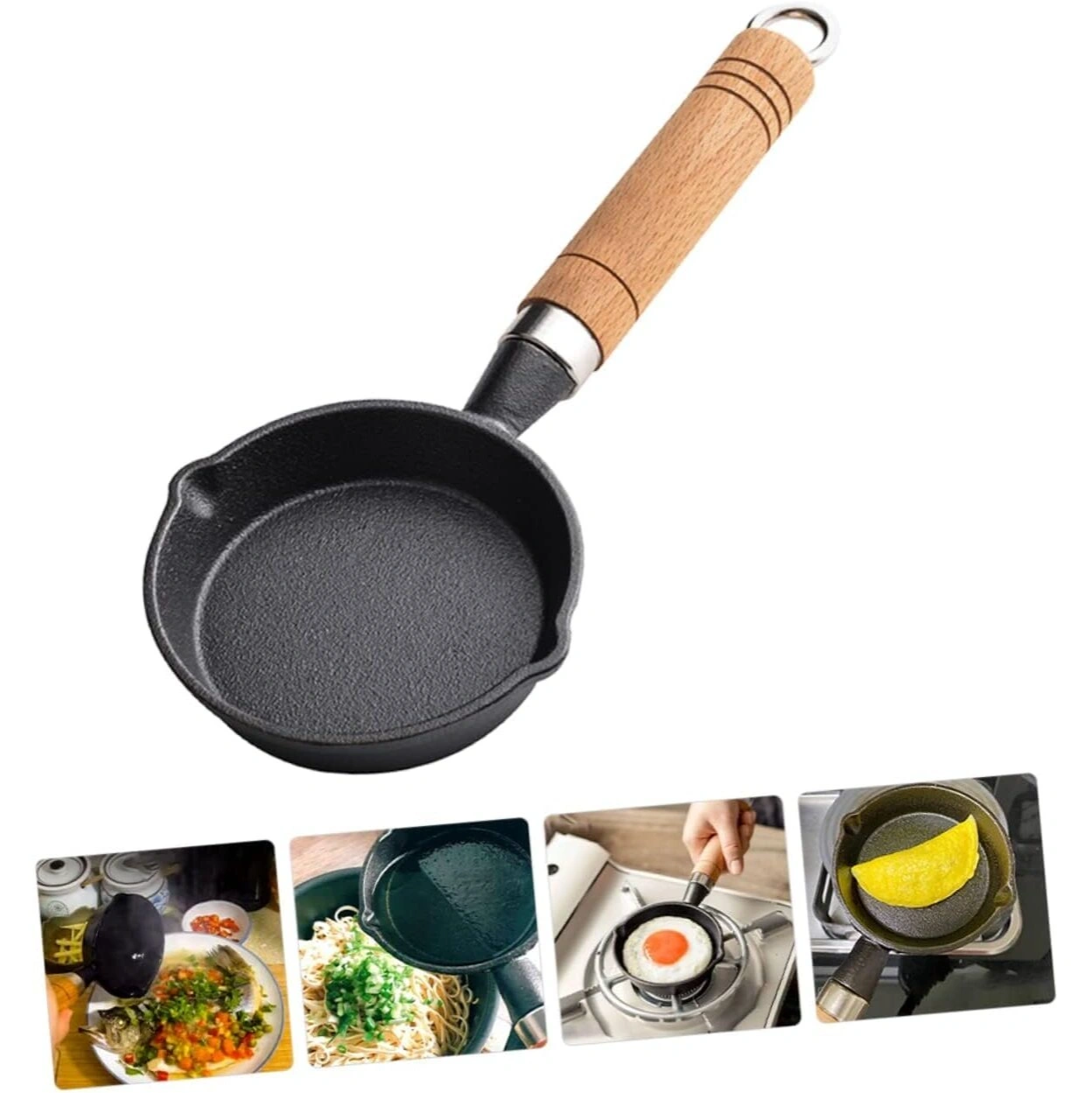 Cast Iron Tadka Pan with Wooden Handle - 10CM 1