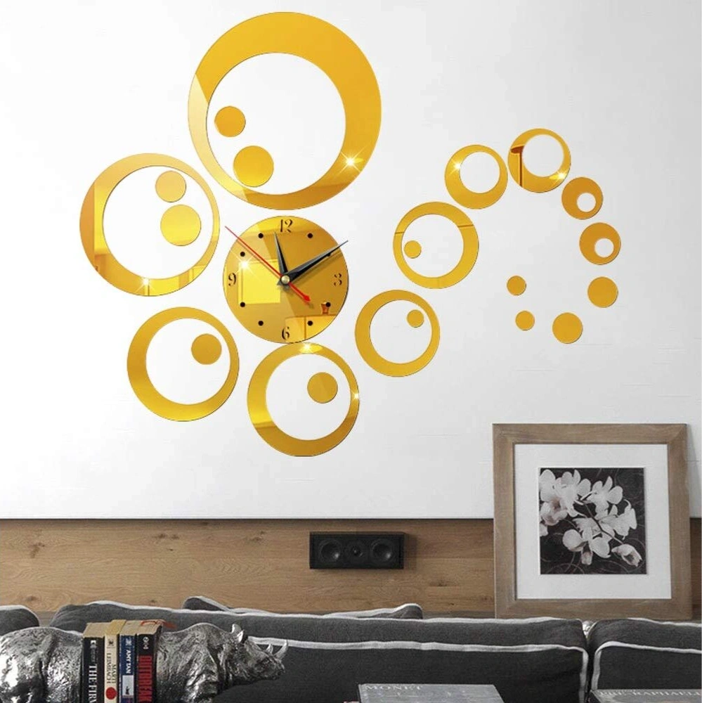 DIY Mirror Frameless Wall Clock - GOLDEN 2