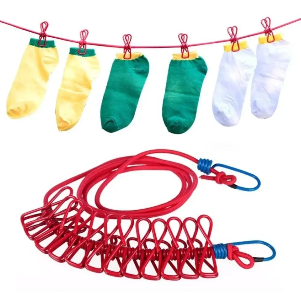 Multi Functional Cloth Drying Rope With 12 Clip 2