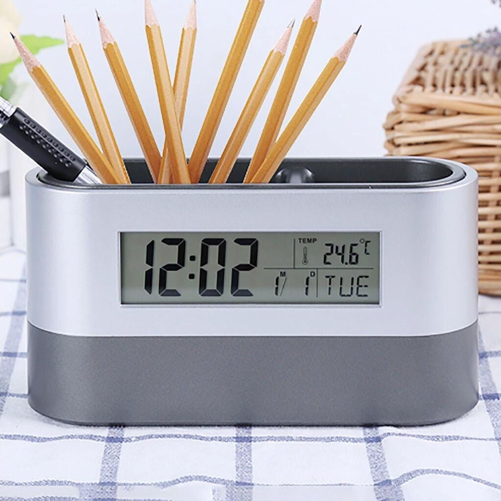 Oval Desk Clock Stand With Clock Pen Holder 1