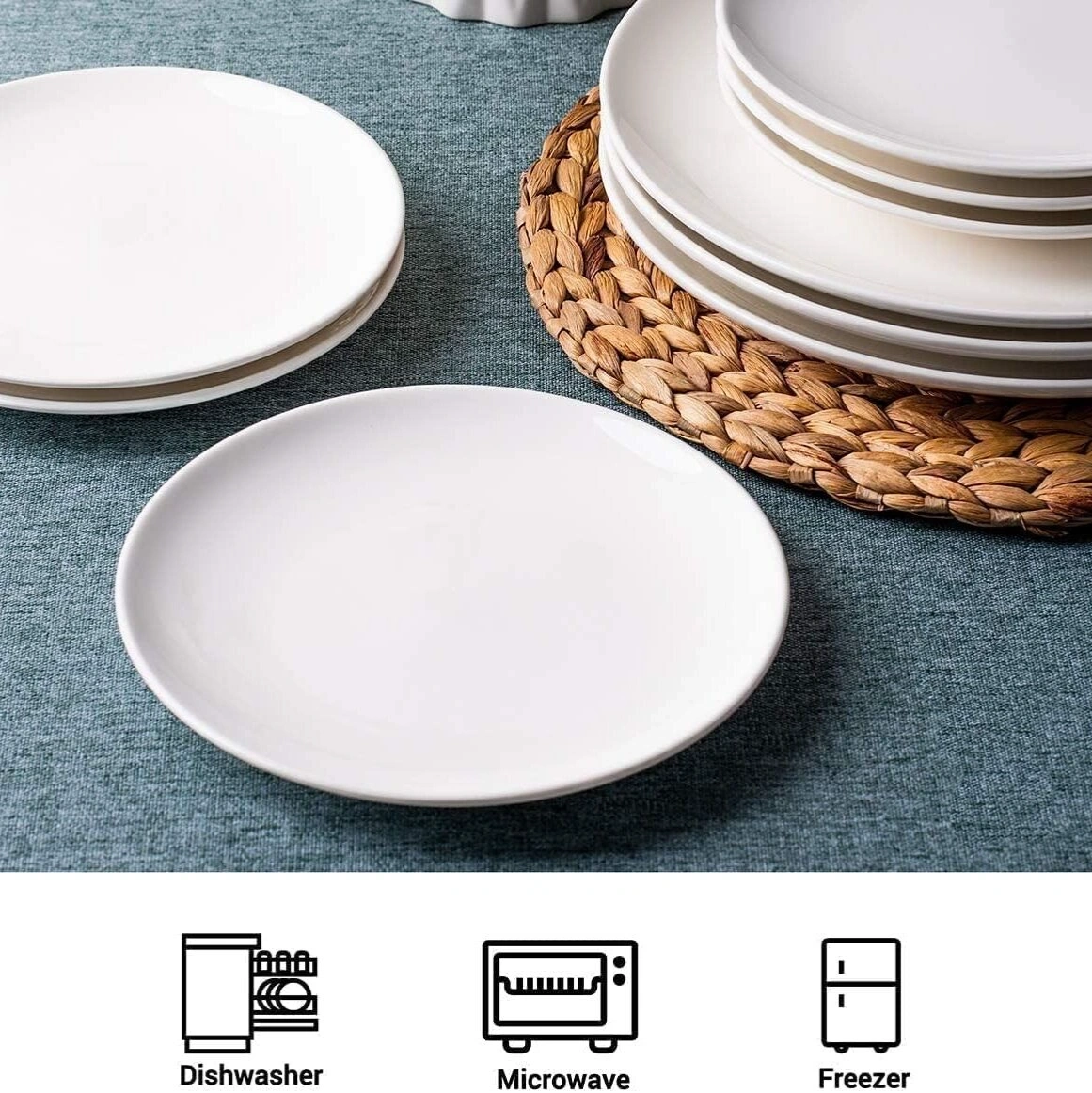 White ceramic Dinner Plate/Salad Plate- 8Inch 1