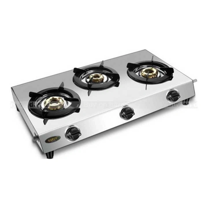 RG | Heavy Stainless steel Automatic Gas Stove Brass Burners - Supreme 3 Burner 1