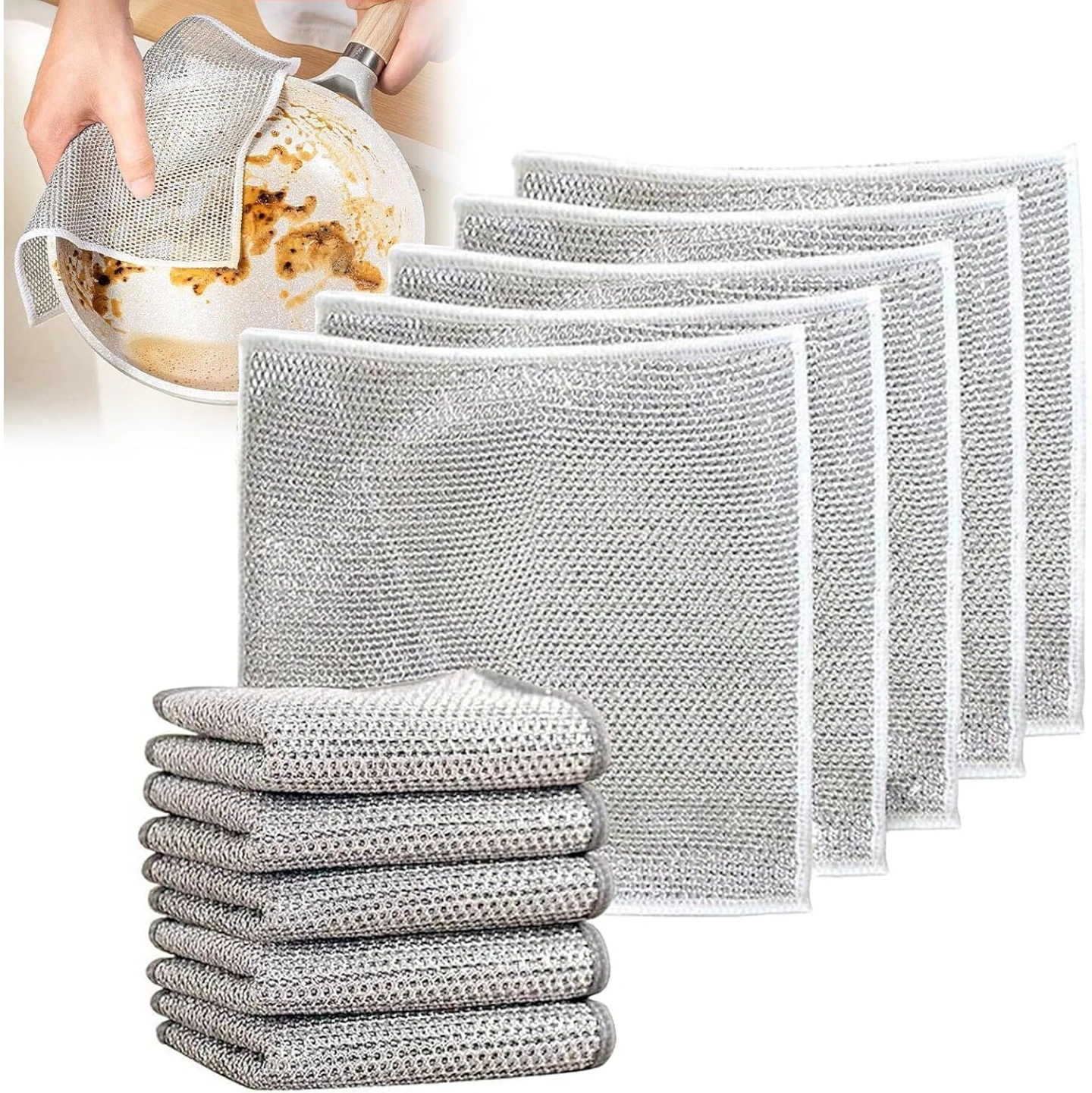 Double Layer Multipurpose Wire Dish Washing Rags/ Cloth - 10 Pcs ( 1 Pack) 2